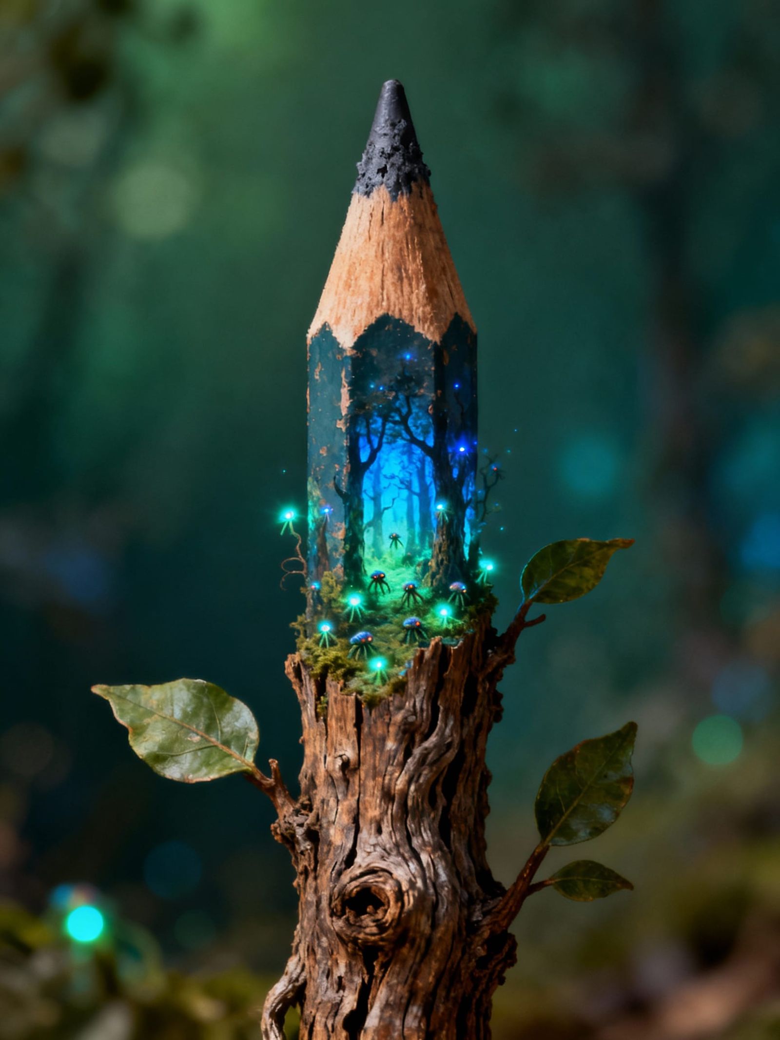 Pencil Transforms into Magical Forest with Bioluminescent Li...