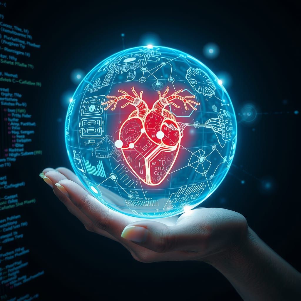 Glowing Orb of Interconnected Circuits in Futuristic Style