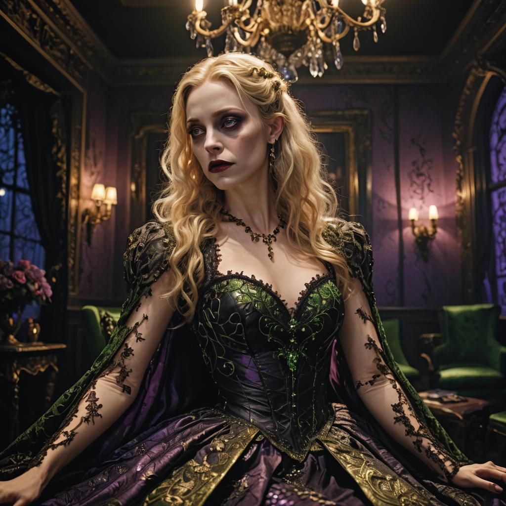 Vampire in Opulent Apartment, Tim Burton Style