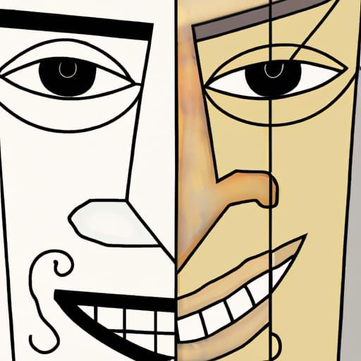 Two-Faced Portrait in Cubist Style