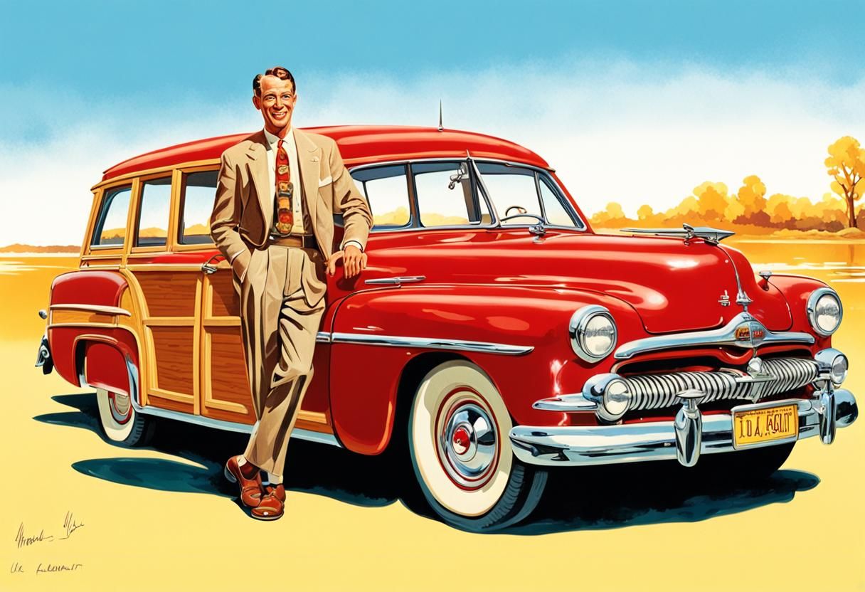 Vintage-Style Ad for Mercury Woody Wagon