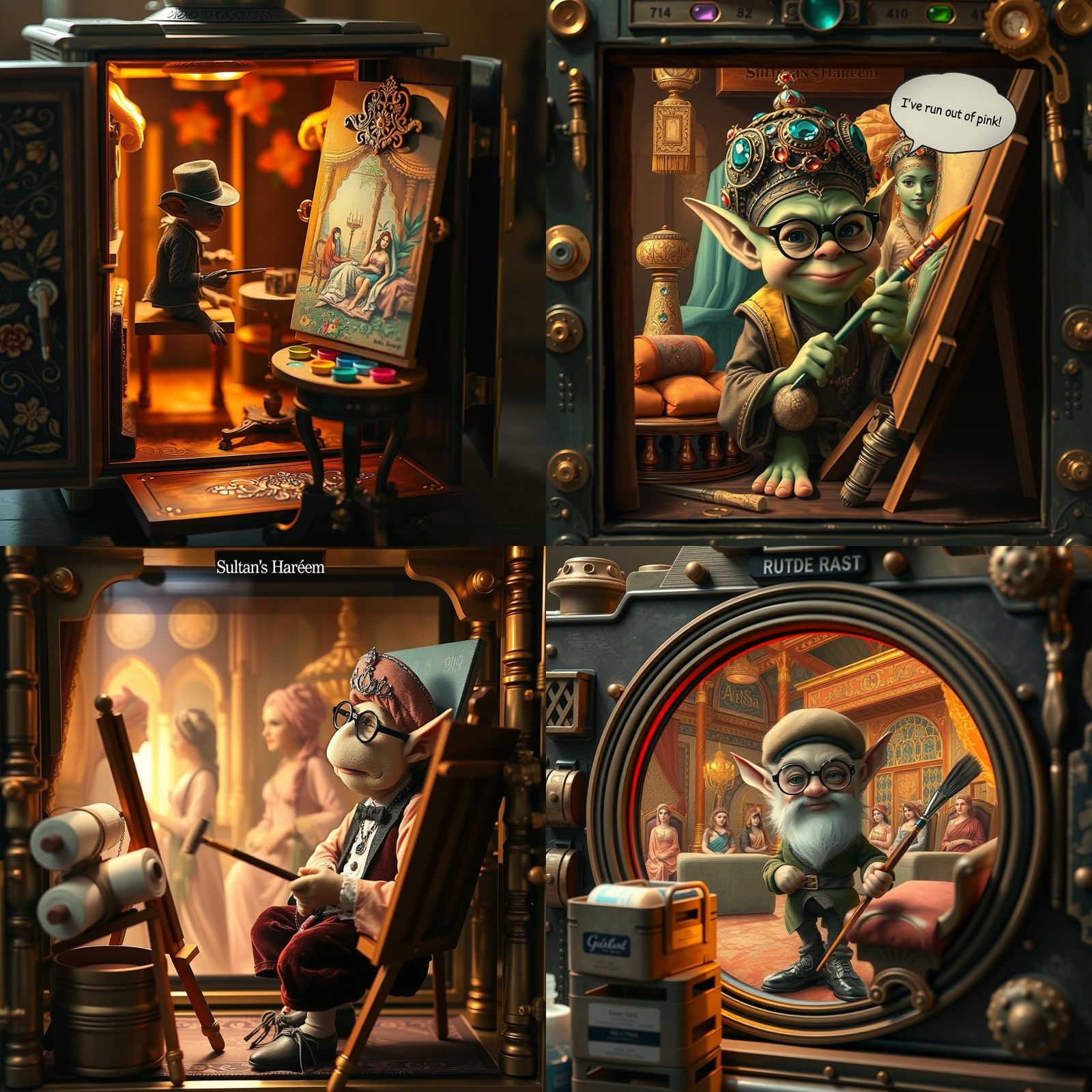 Goblin Artist Paints Harem Inside Antique Camera