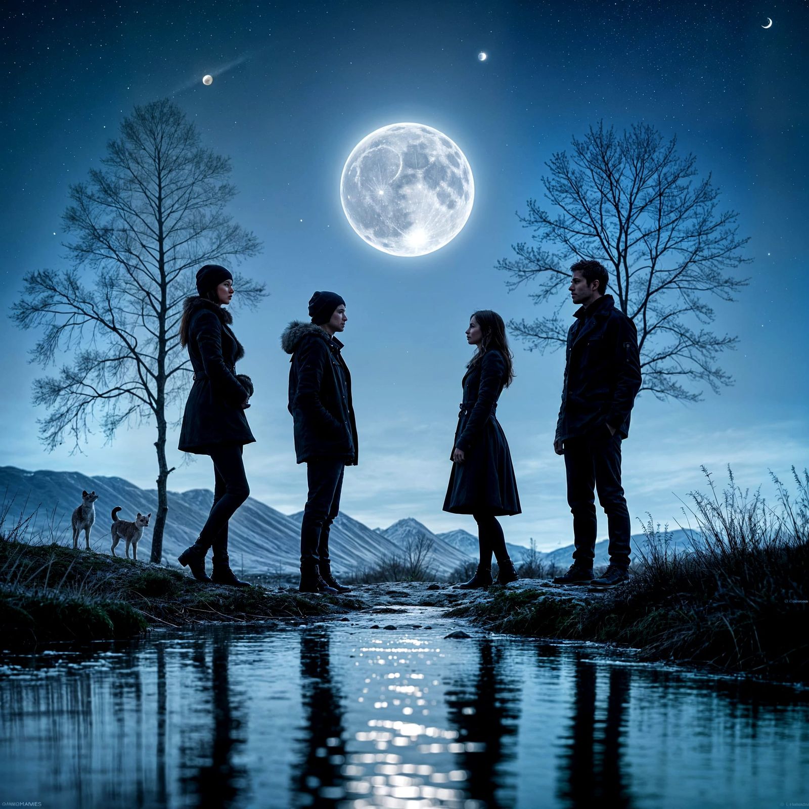 Humanoid Trees in Moonlight: Wildlife Photography Style