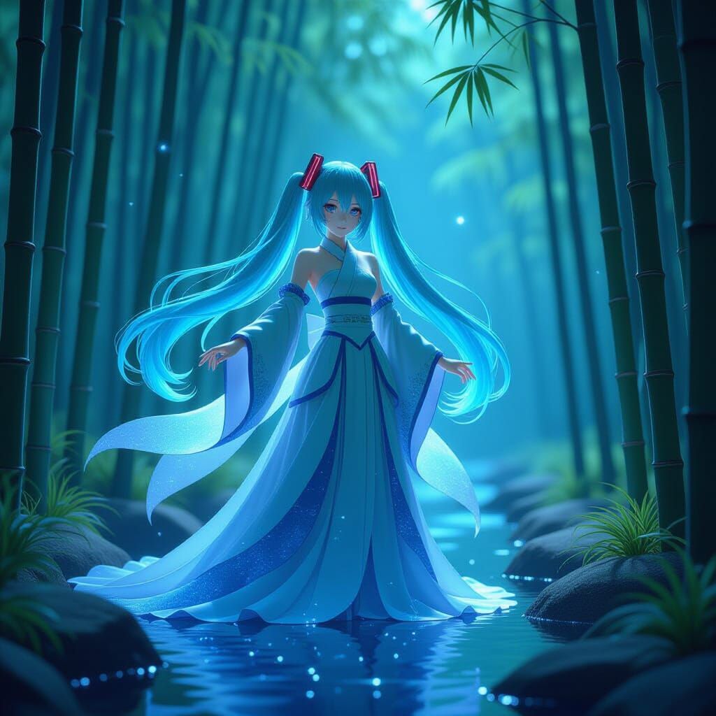 Hatsune Miku: Celestial Guardian in Digital Art