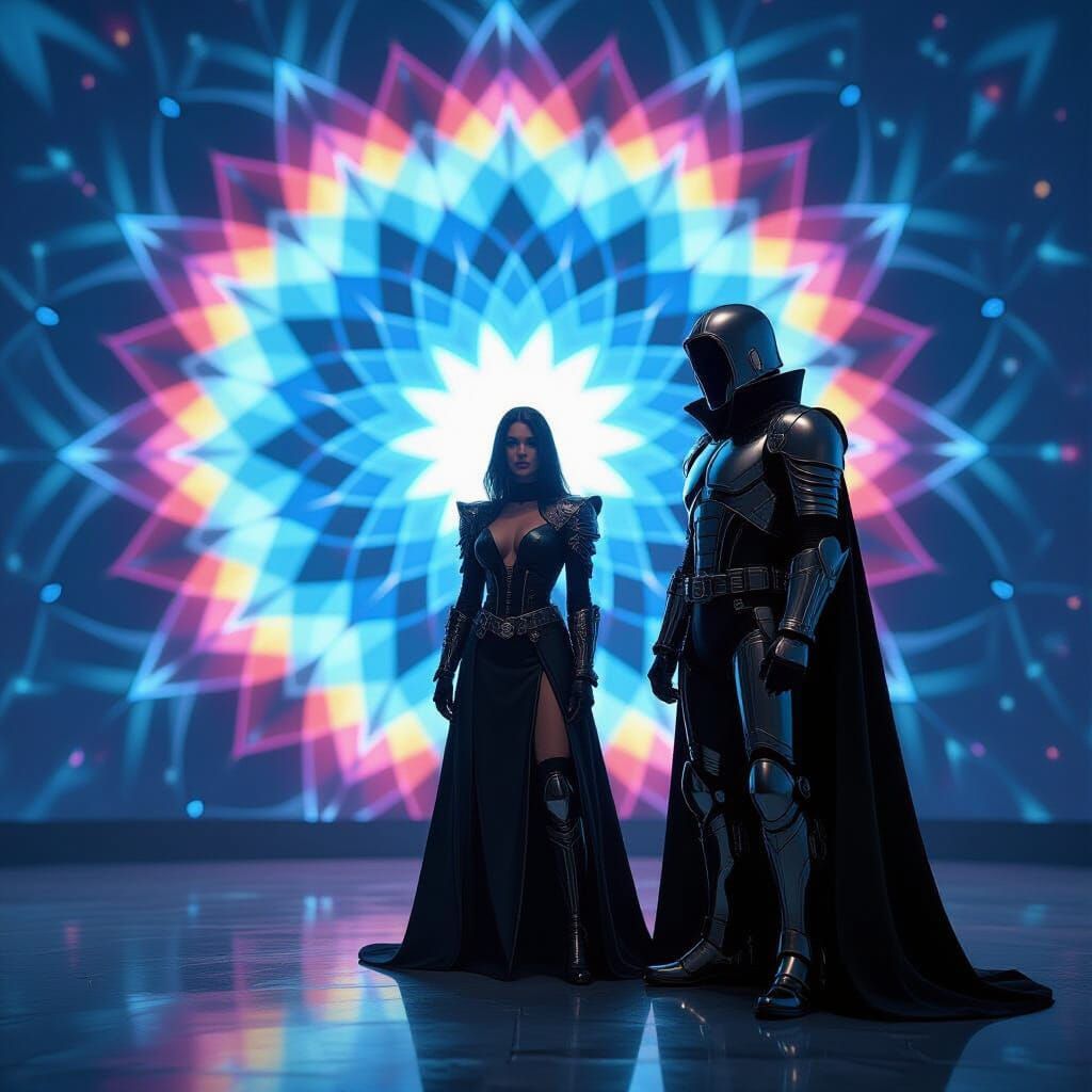 Heavy Metal Band Performing Before Psychedelic Kaleidoscope