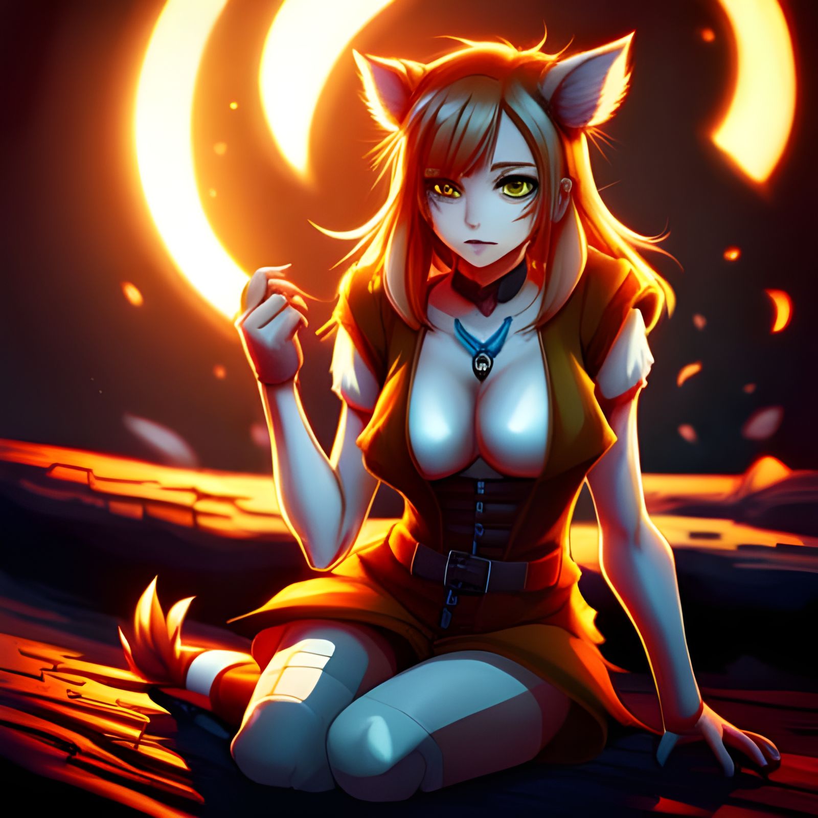 Beautiful Werewolf Girl in Manhwa Style