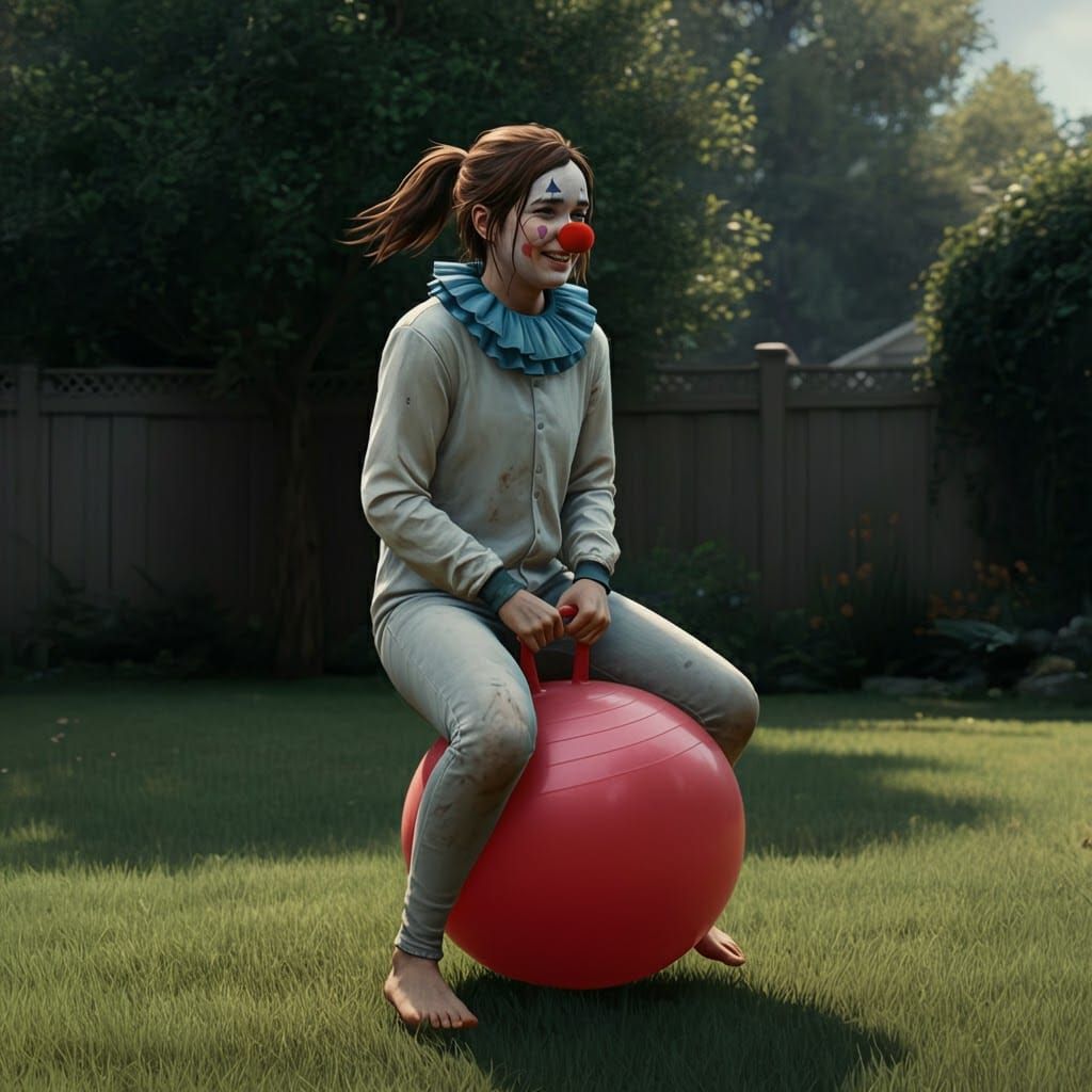 Joyful Ellie as Clown on Hippity Hop Ball