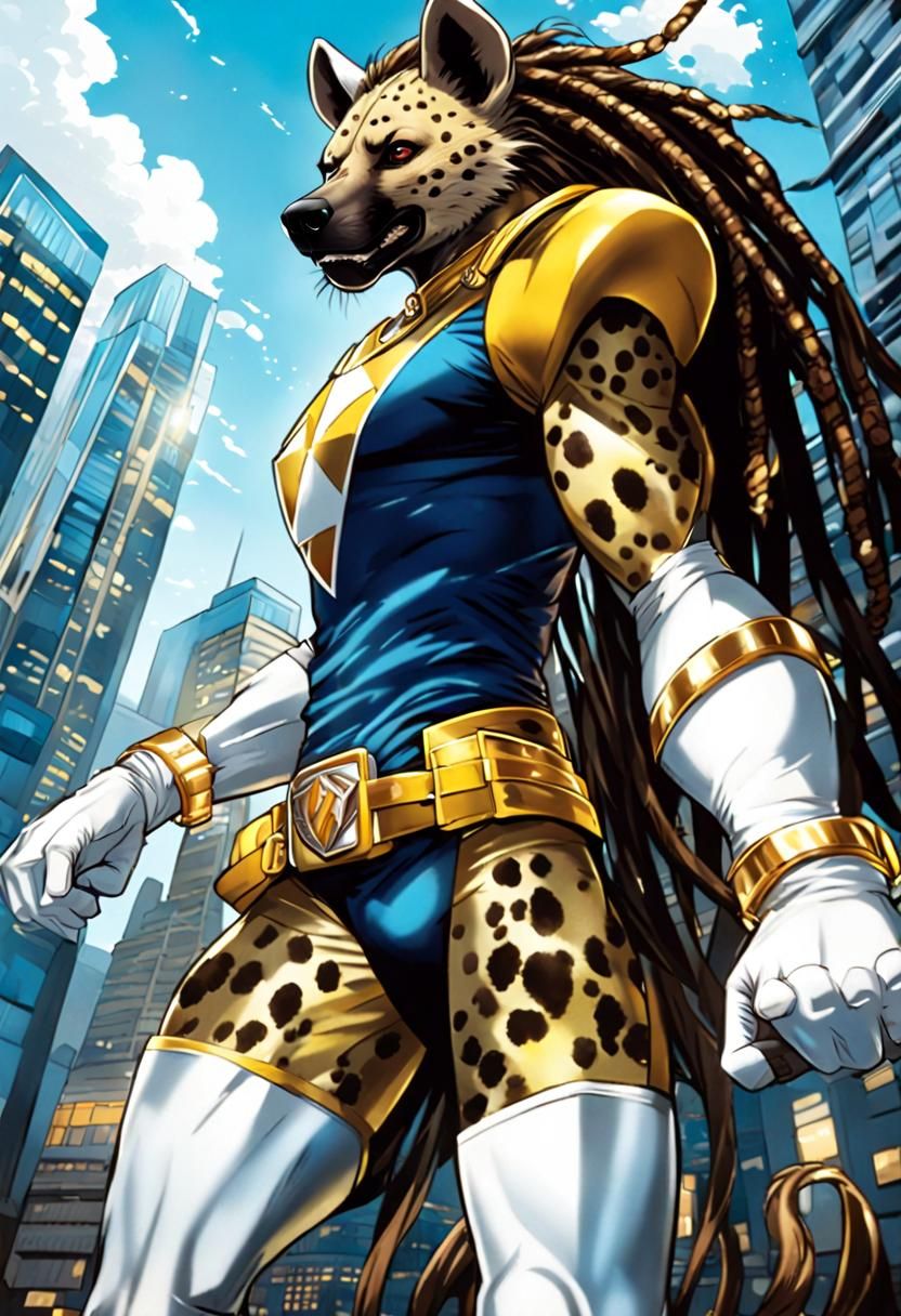 Giant Hyena Power Ranger in Comic Book Art