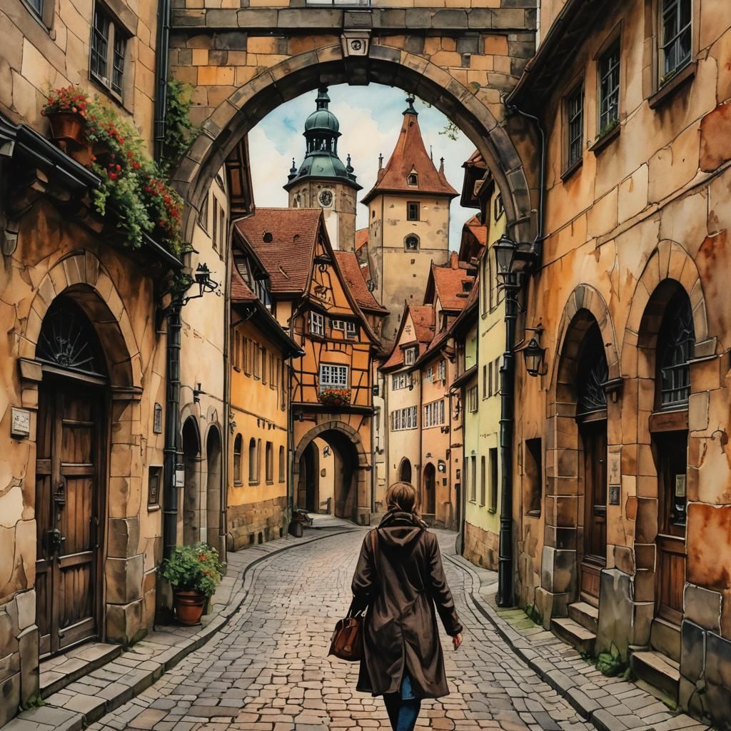 The Old Town in Rothenburg, Germany