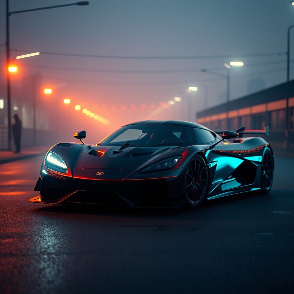 Neon Koenigsegg Regera Cinematic Film Still