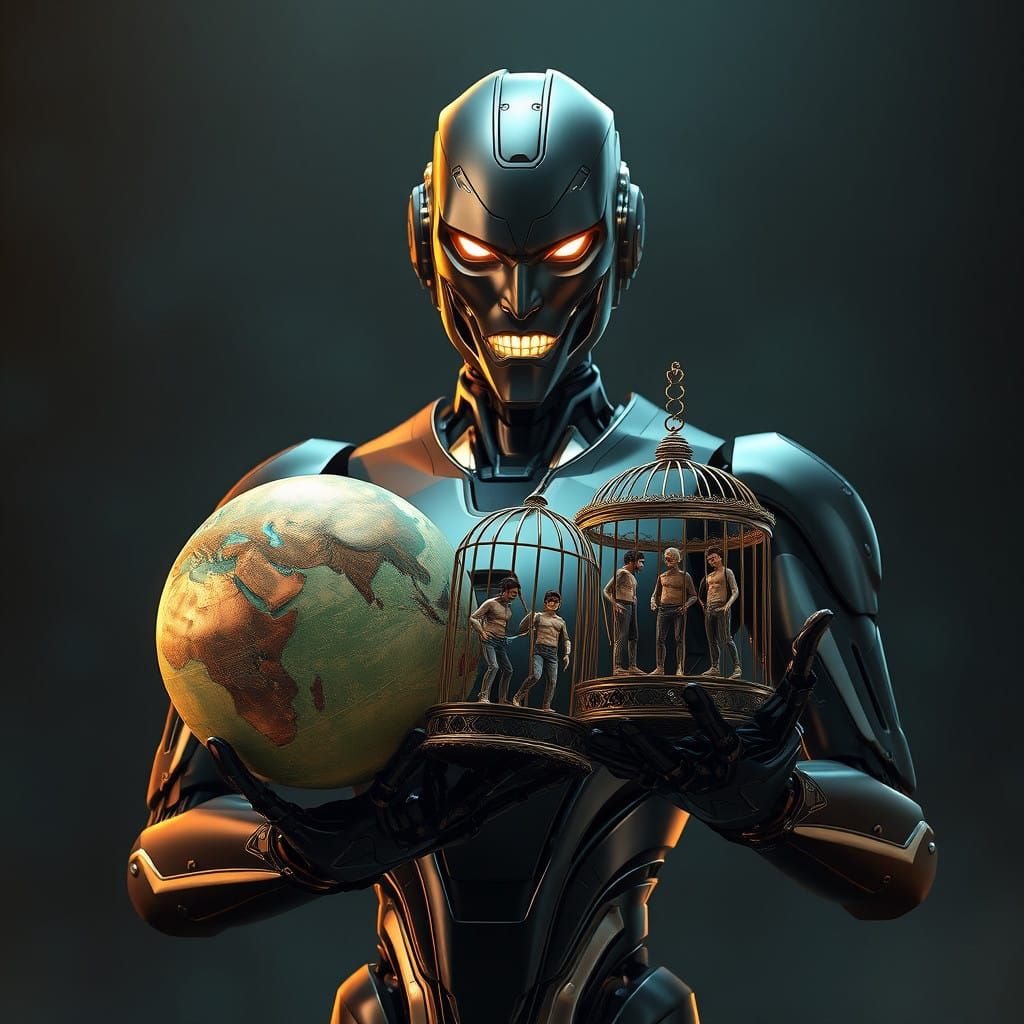 Cyberpunk Robot Exudes Power and Control