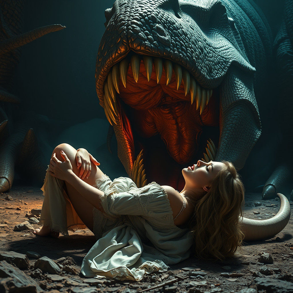 Damsel and Dinosaur: A Matte Painting in 8K