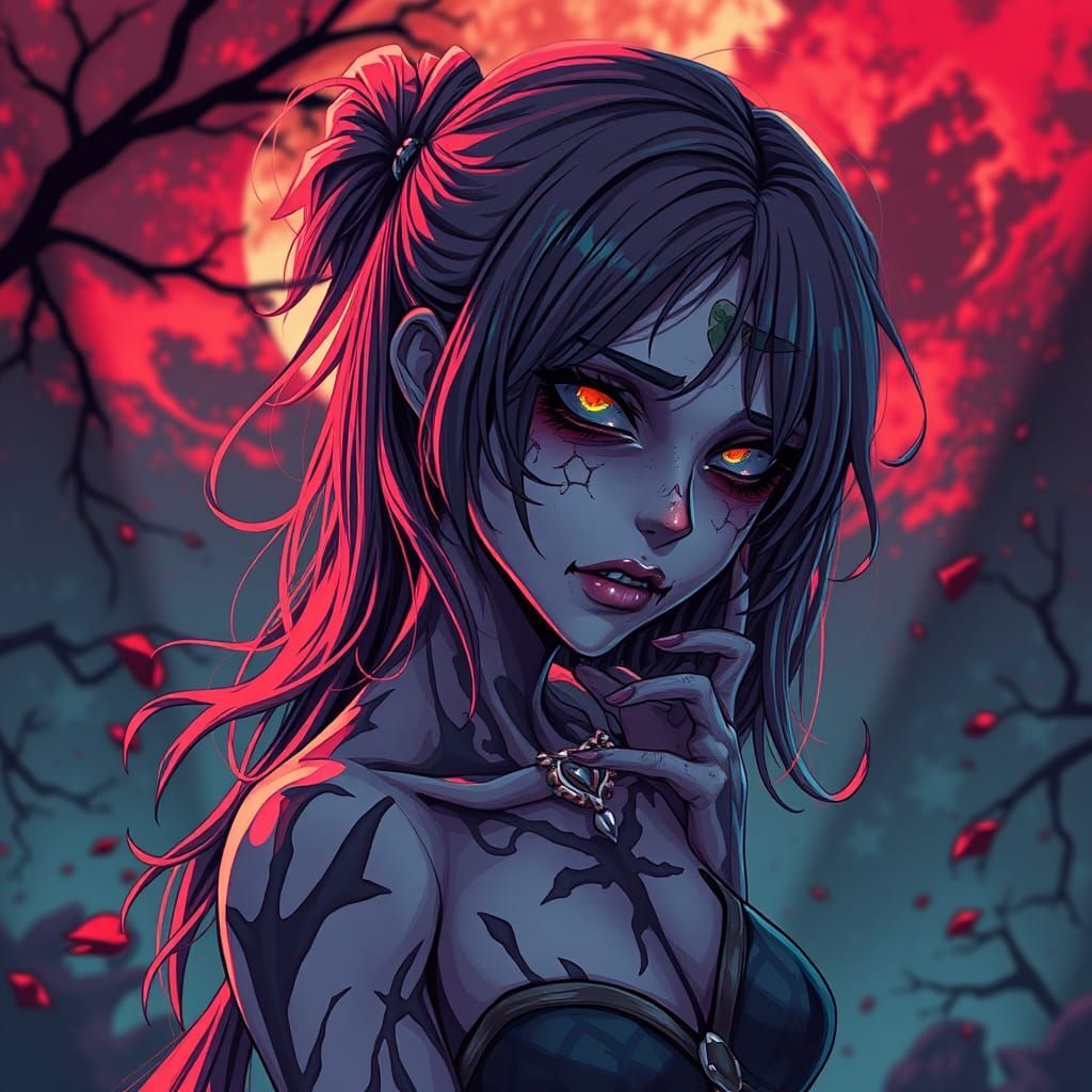 Anime Girl Zombie in Studio Trigger Style