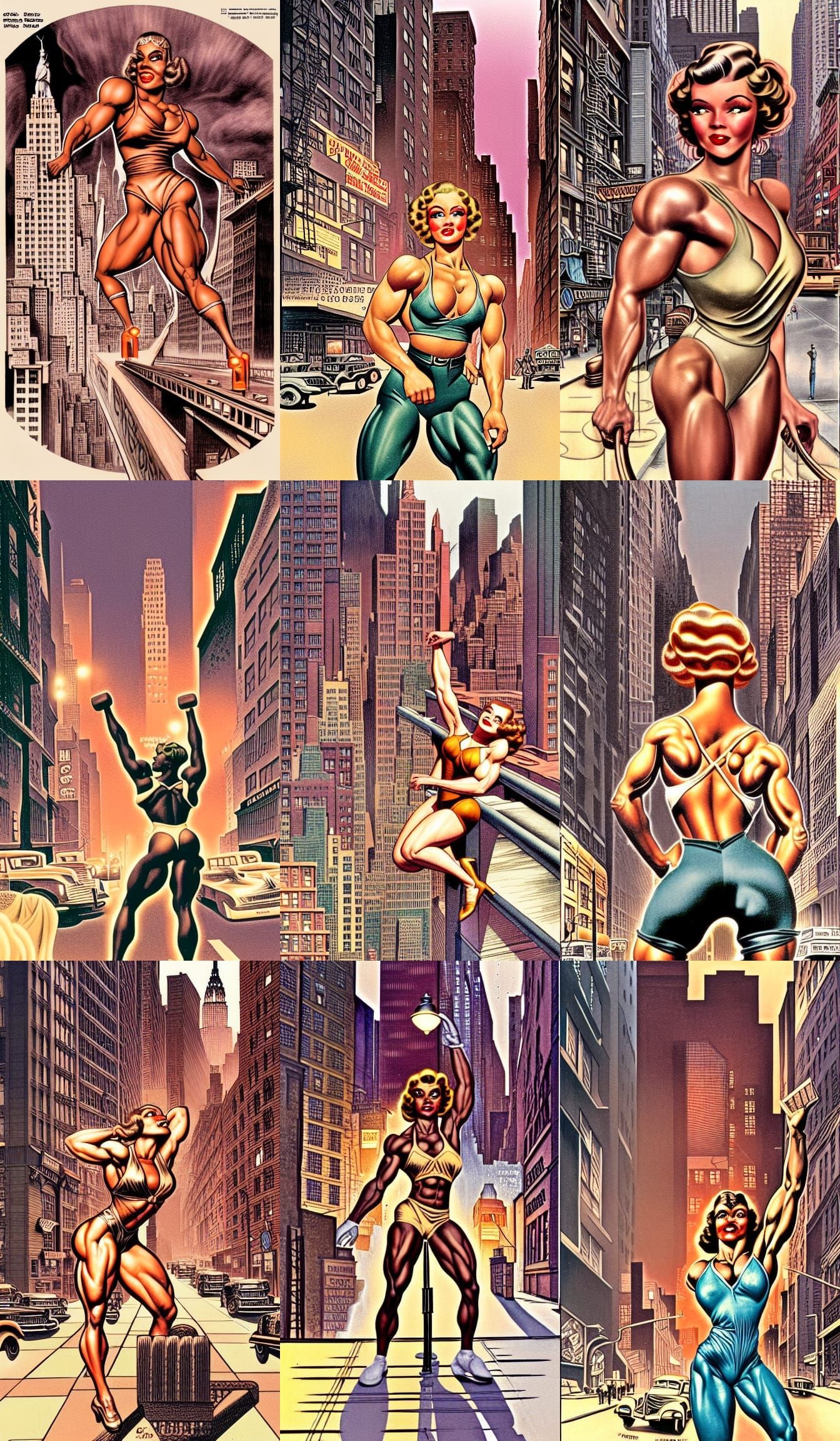 Bronze Goddess Bodybuilder in 1930s New York