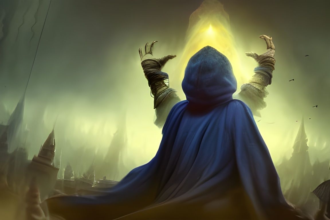 Distressed Sorcerer in Dark Robes: Matte Painting
