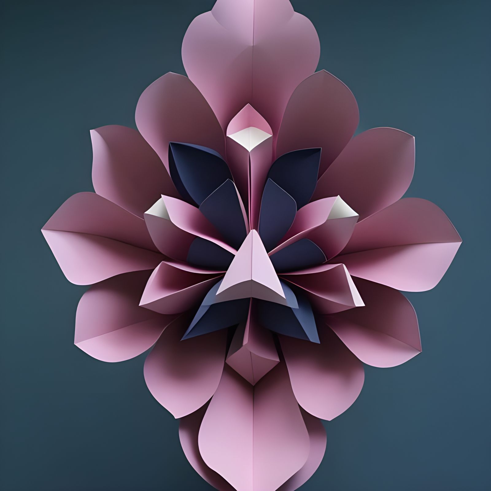 Symmetrical Paper Sculpture of a Flower