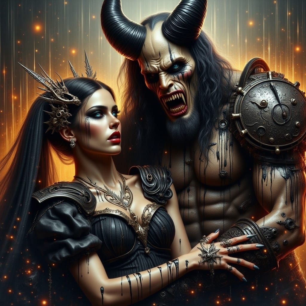 Orc Zombie Warrior with Dripping Paint, Hyperrealism