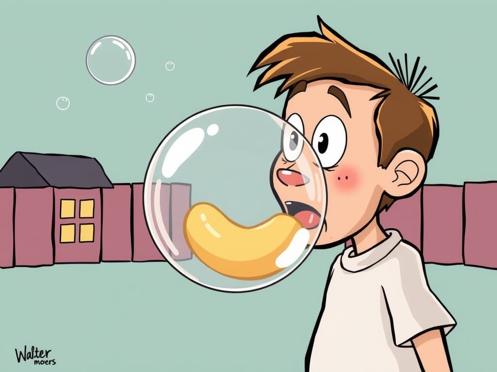 chewing gum bubble cartoon comic by walter Moers