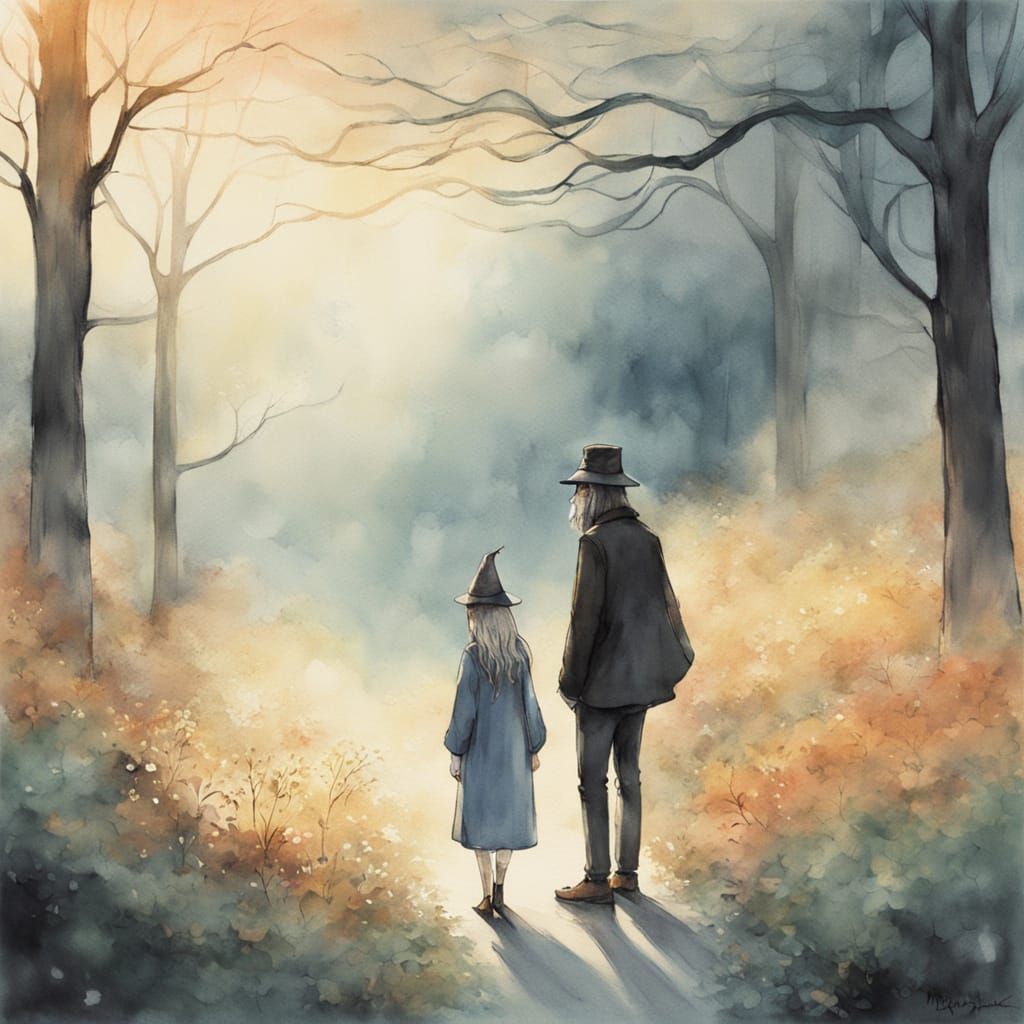 Enchanted Ghibli Girl Encounters the Wise Wizard