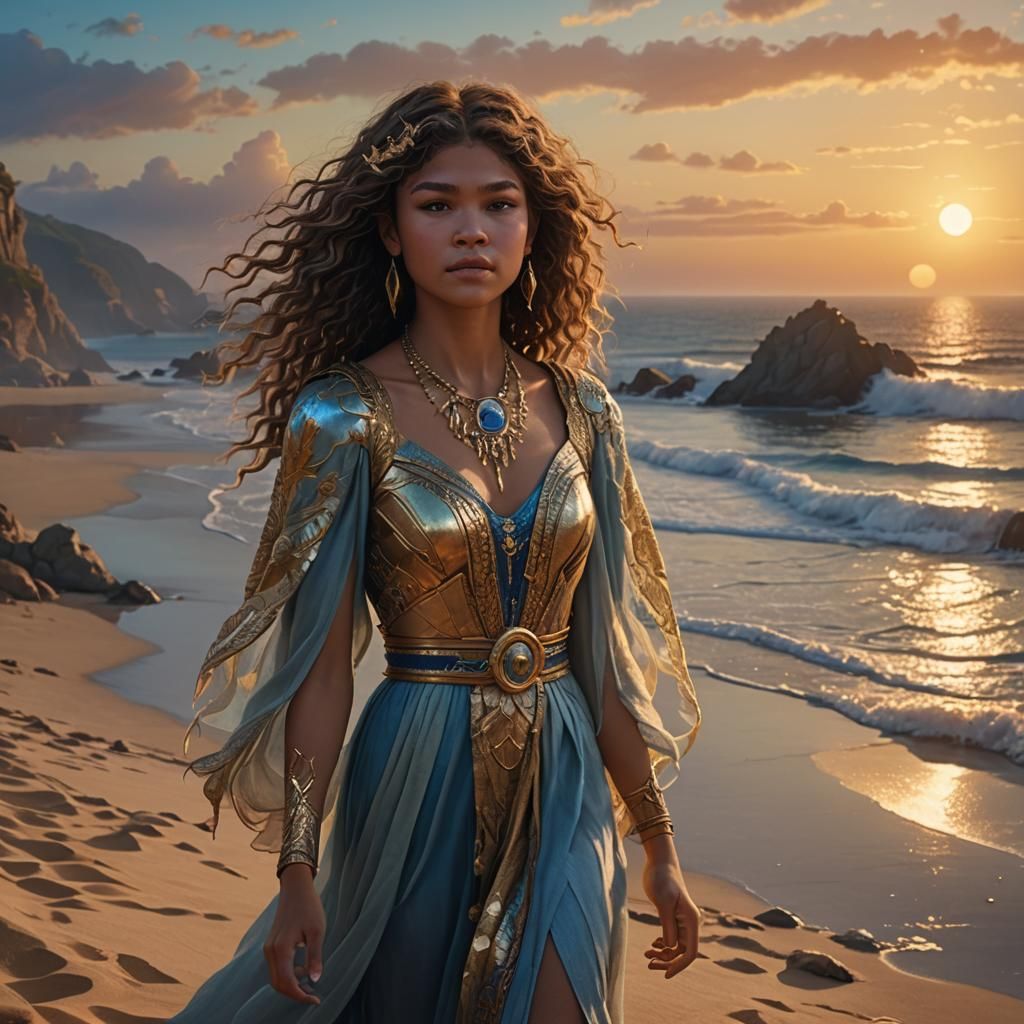 Zendaya Sings at Sunset: Fantasy Matte Painting