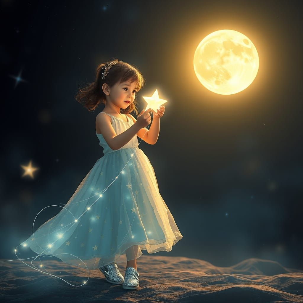 Mystical Starlight Encounter in Whimsical Fantasy