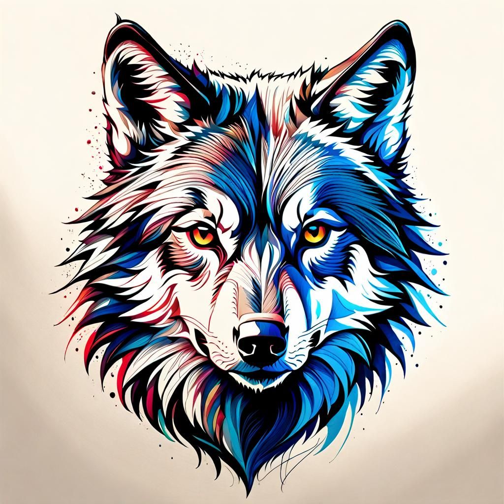 Wolf Scribble Art in Vince Low Style