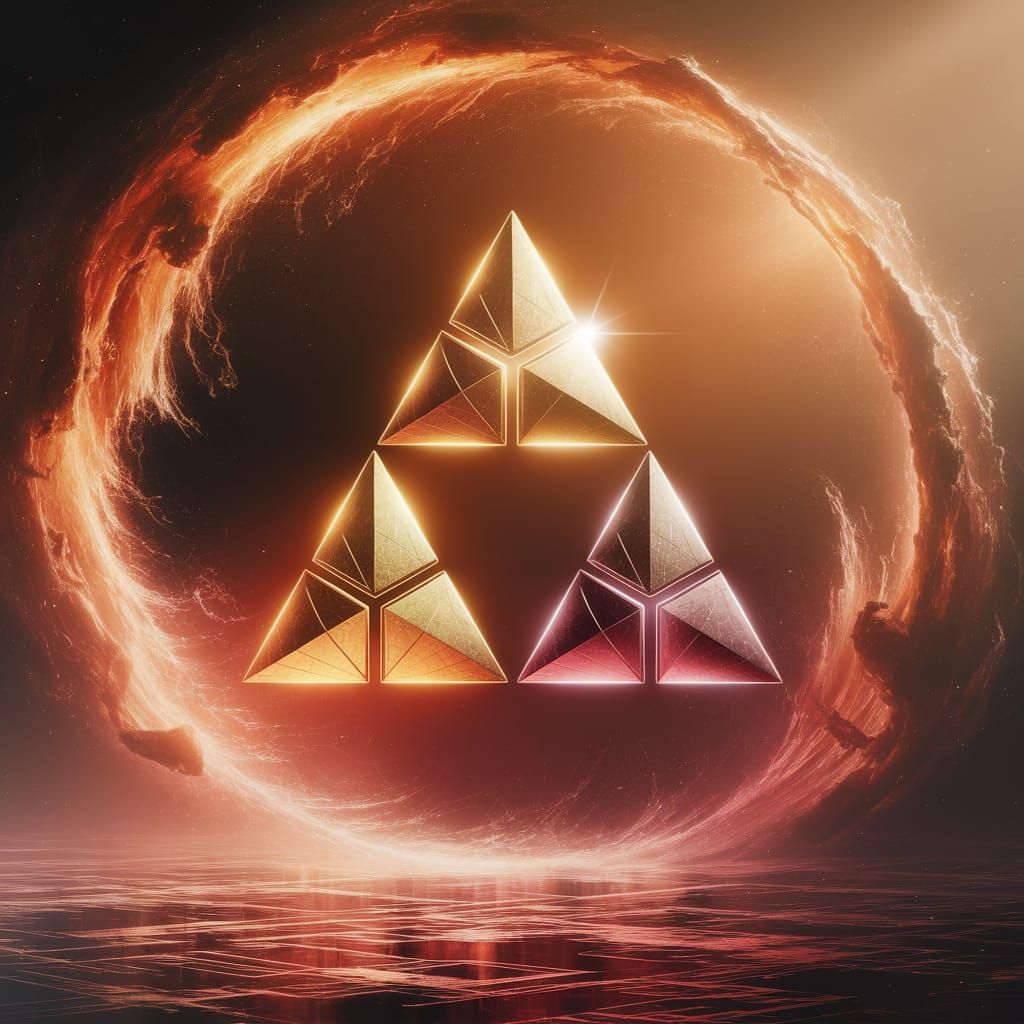 Radiant Triforce in Celestial Forge, Digital Matte Painting