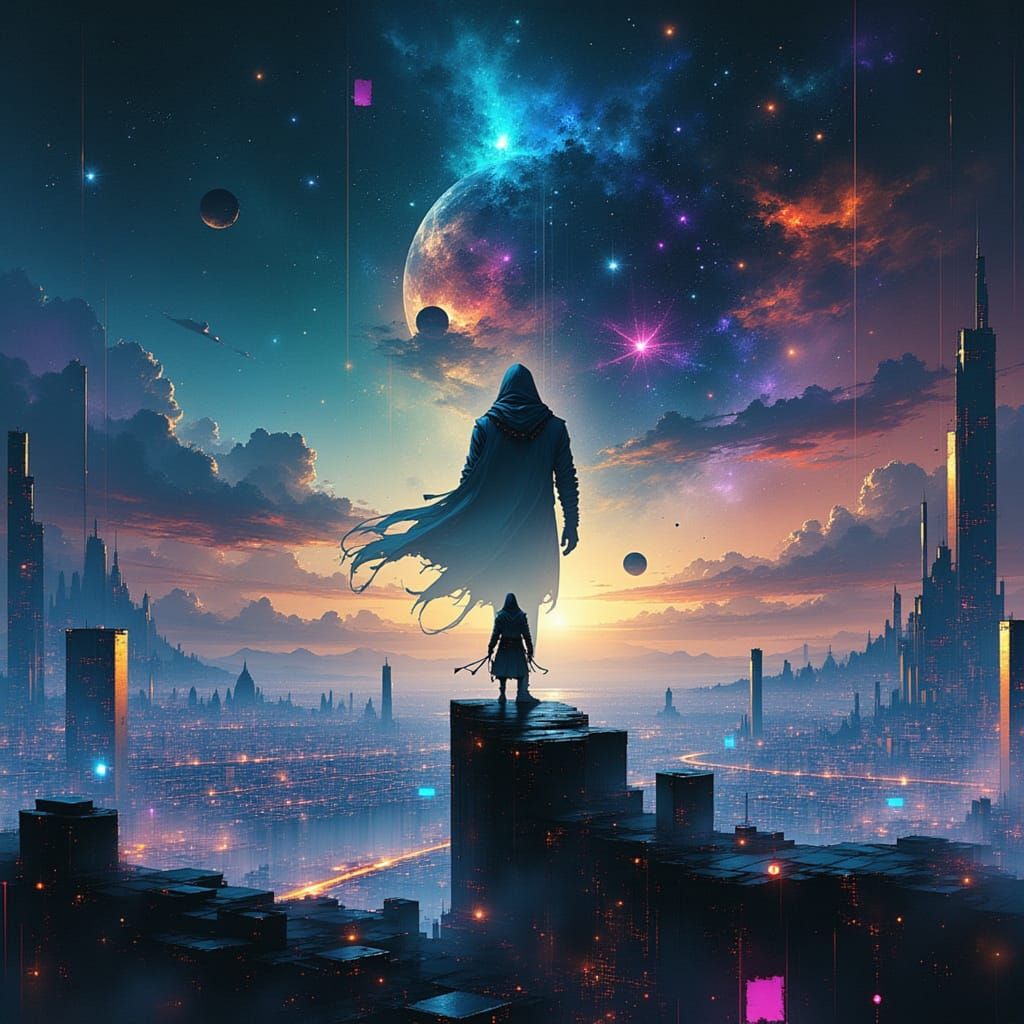 Futuristic Assassin's Creed Cyberpunk Game Poster