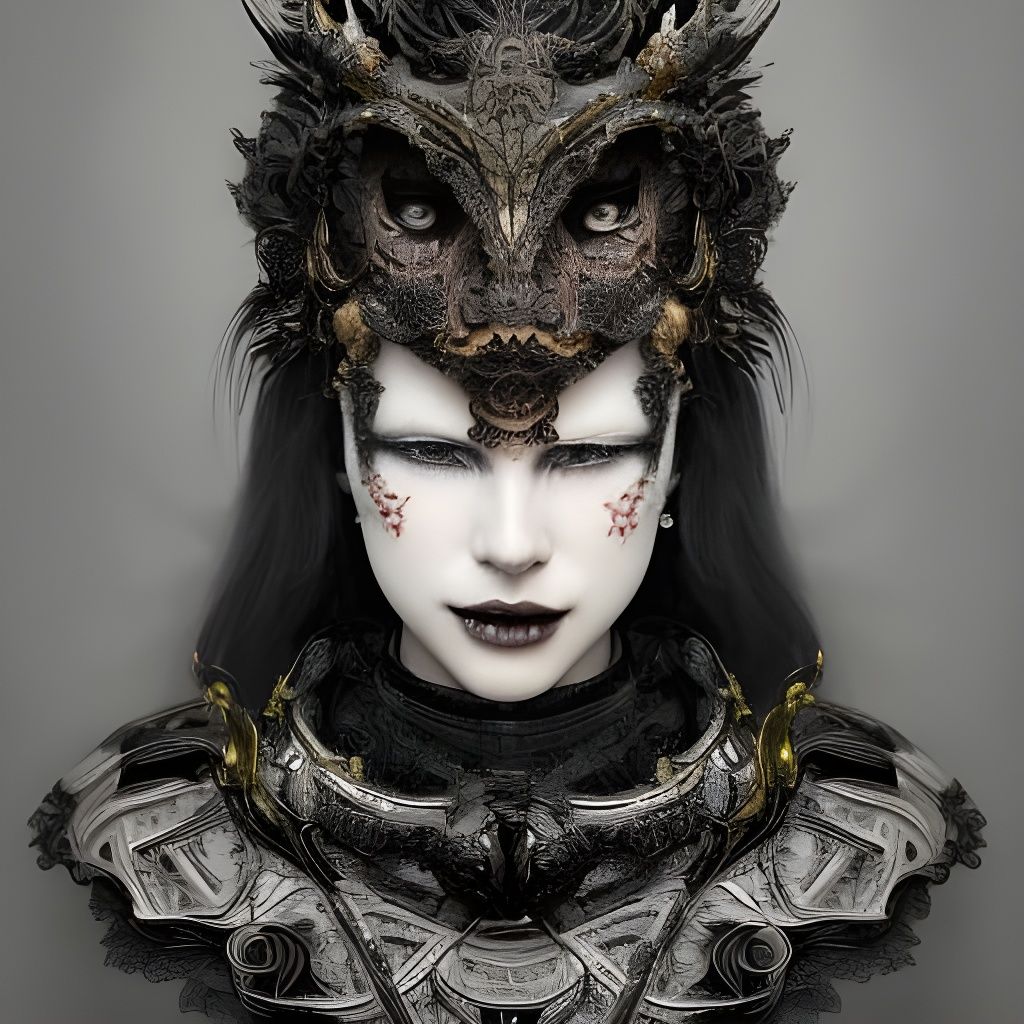 Fierce Demon Portrait in Lace Armor