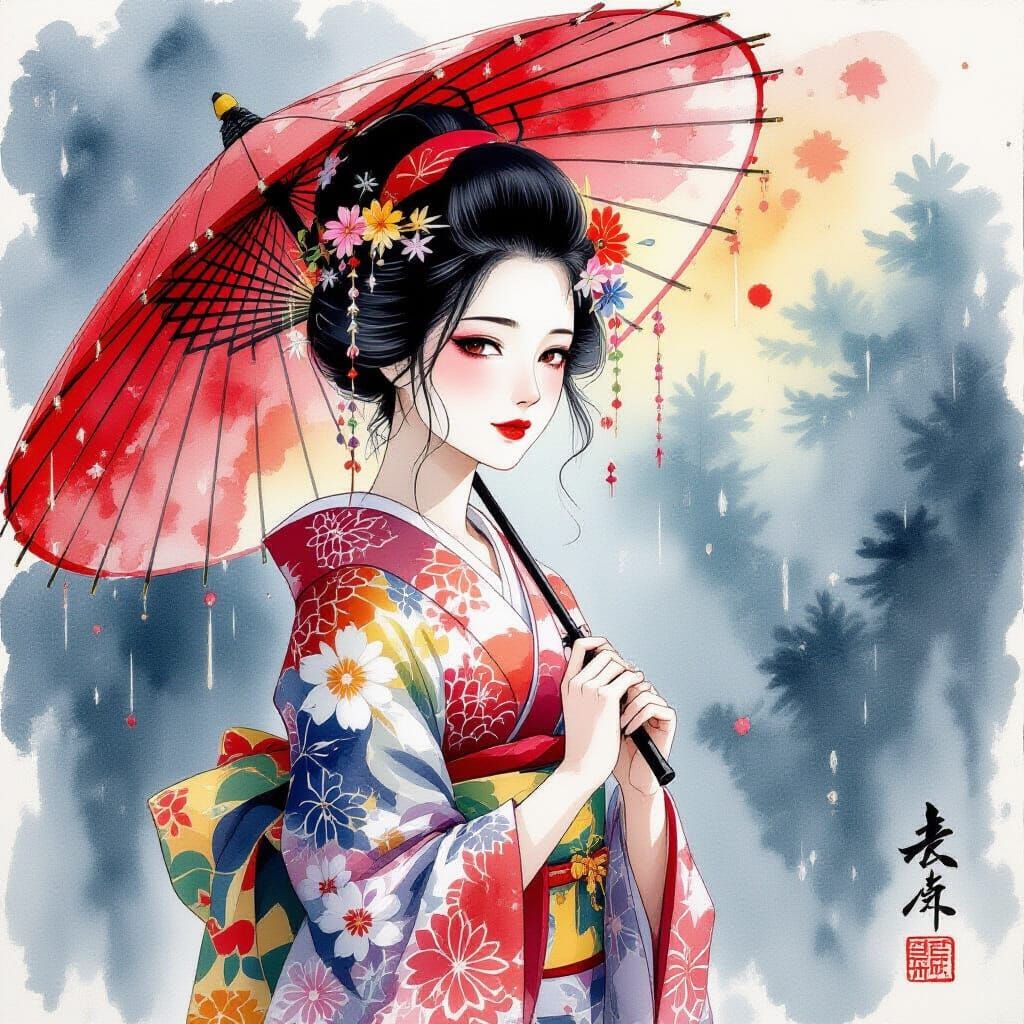 Serene Nature Scene in Ukiyo-e Japanese Style