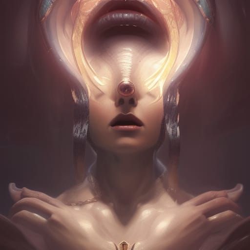 Detailed Snake-Woman Hybrid in Dark Fantasy Style