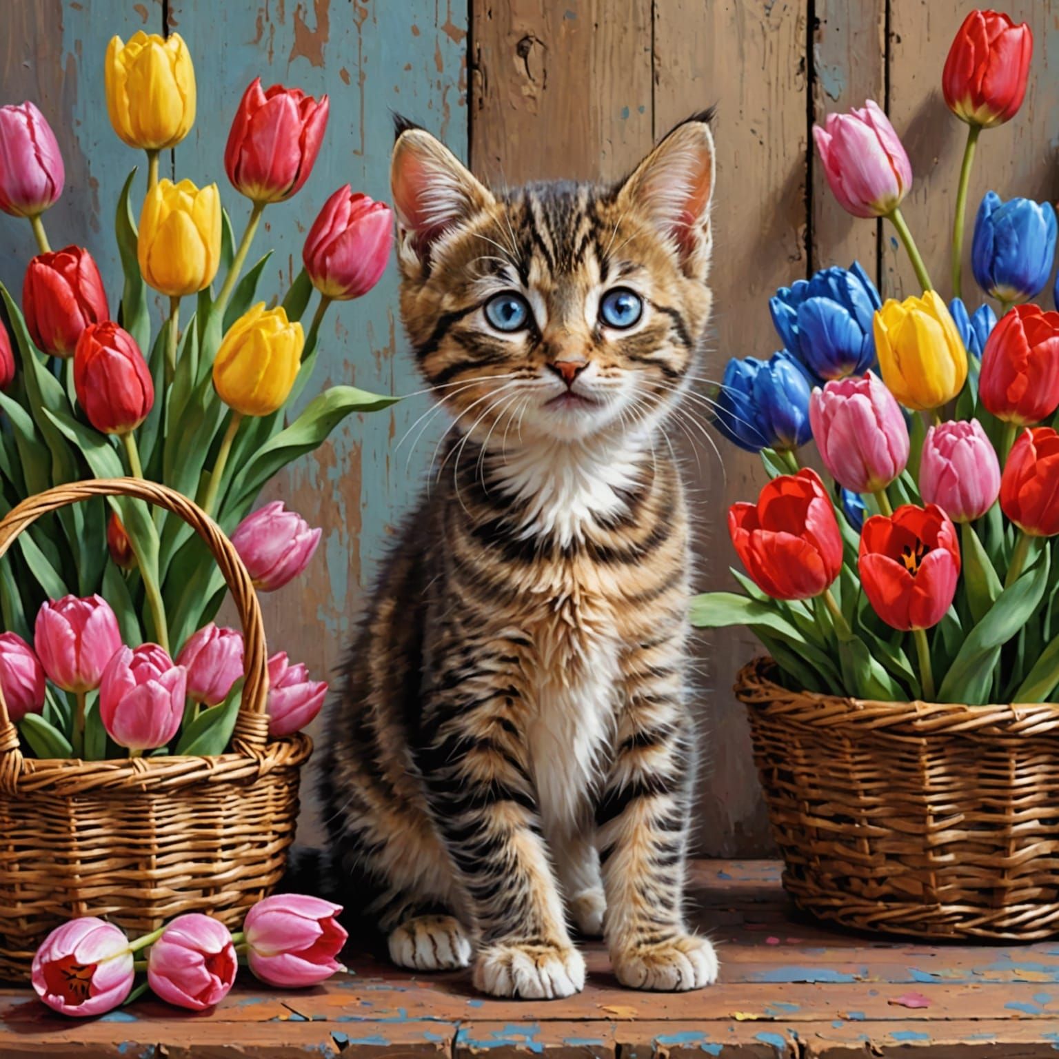 Whimsical Tabby Kitten in Dreamy Impressionistic Style