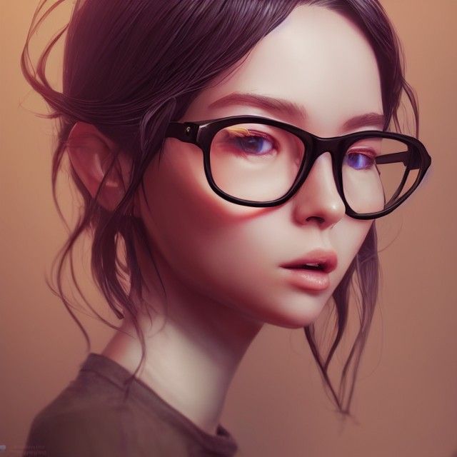 Instagram Girl Portrait with Glasses in Digital Art Style