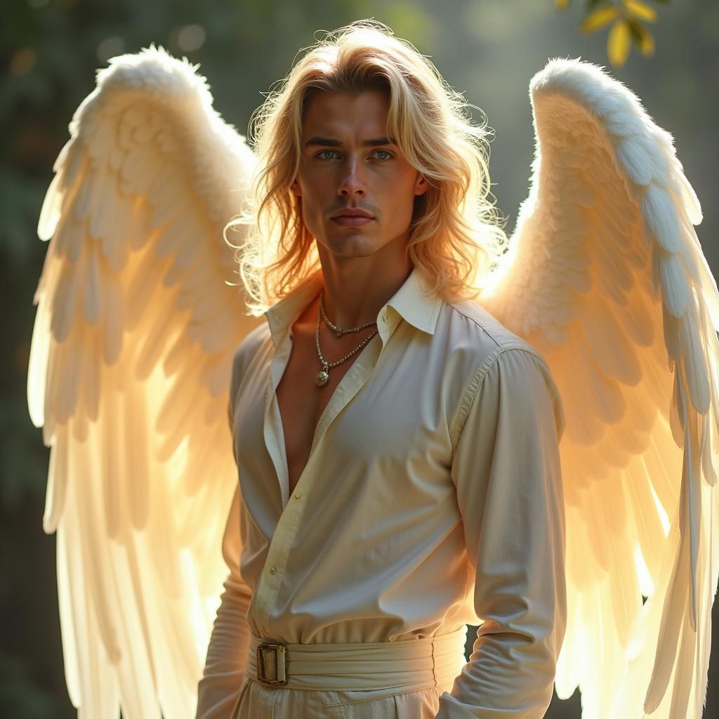 Angelic Man with Flaming Wings