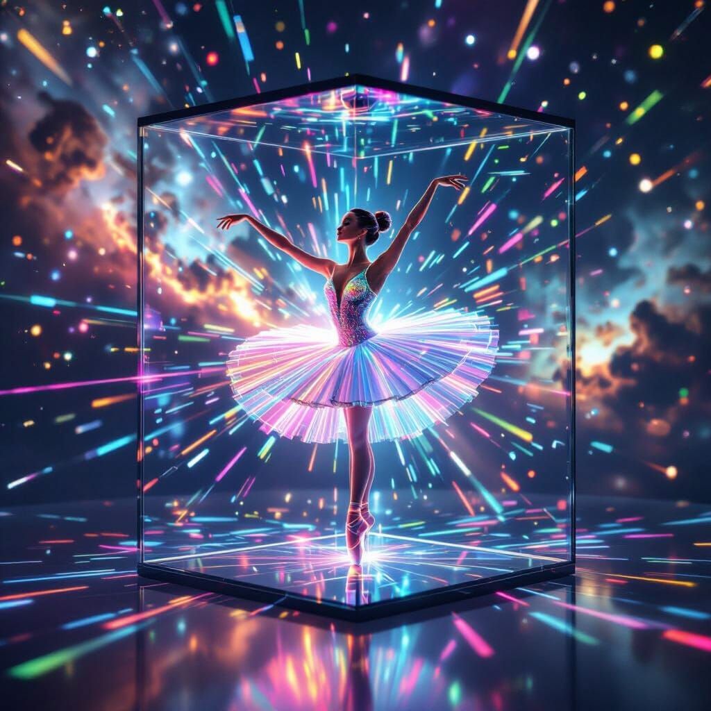 Ballerina Made of Lasers Streaks Through Universe