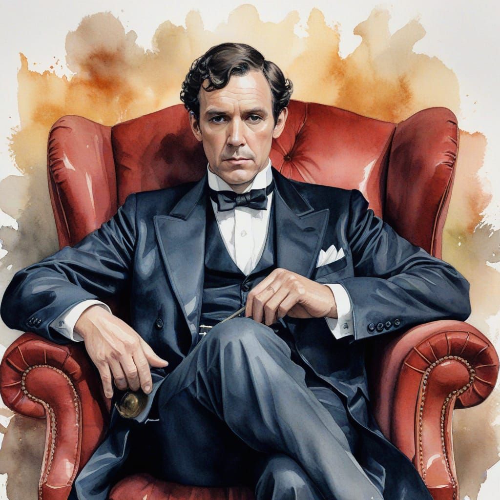 Sherlock Holmes in Watercolor with Monocle