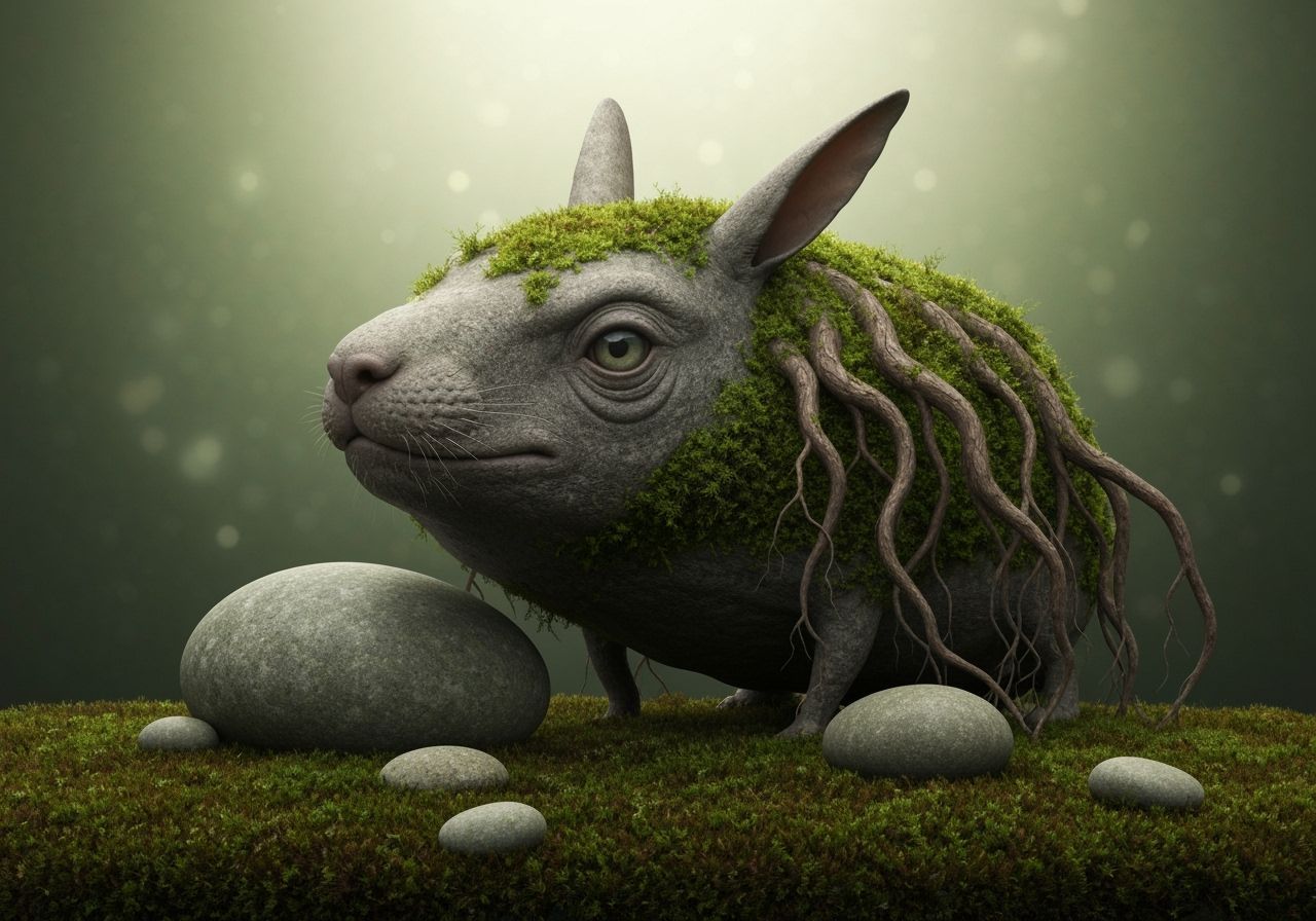 Surreal Elegant Stone Creature in Synesthesia