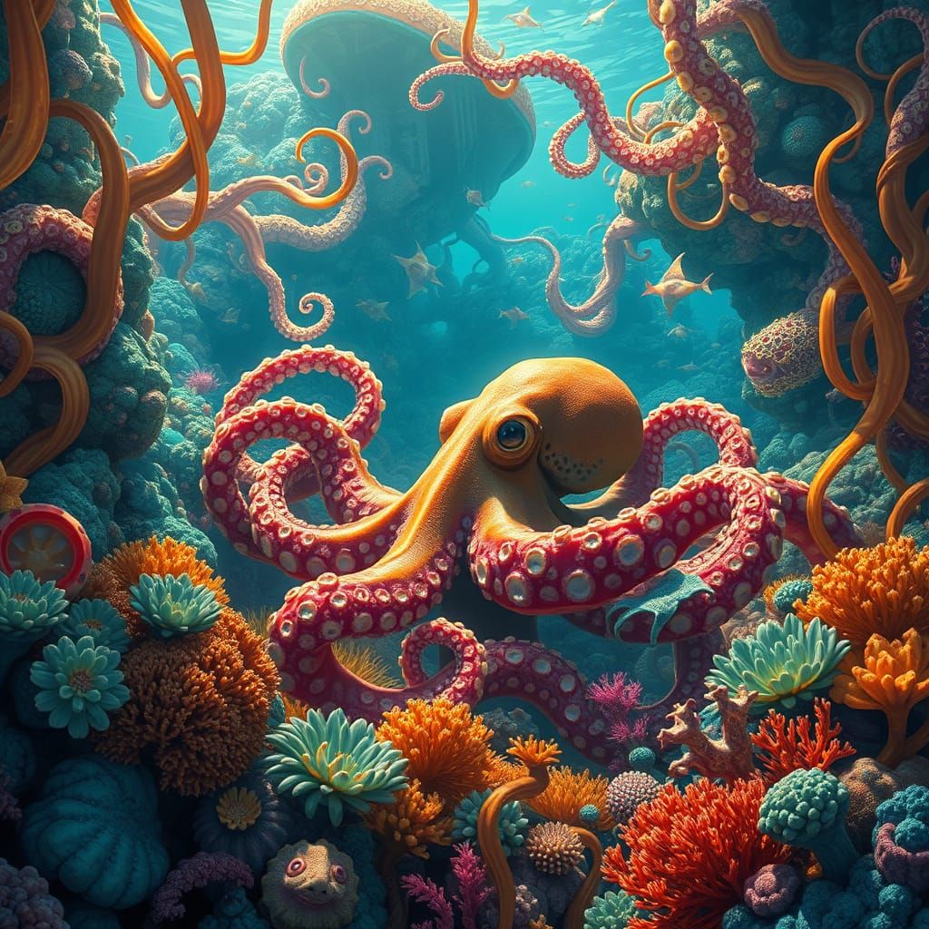 Underwater Fantasy Realm Teeming with Iridescent Life