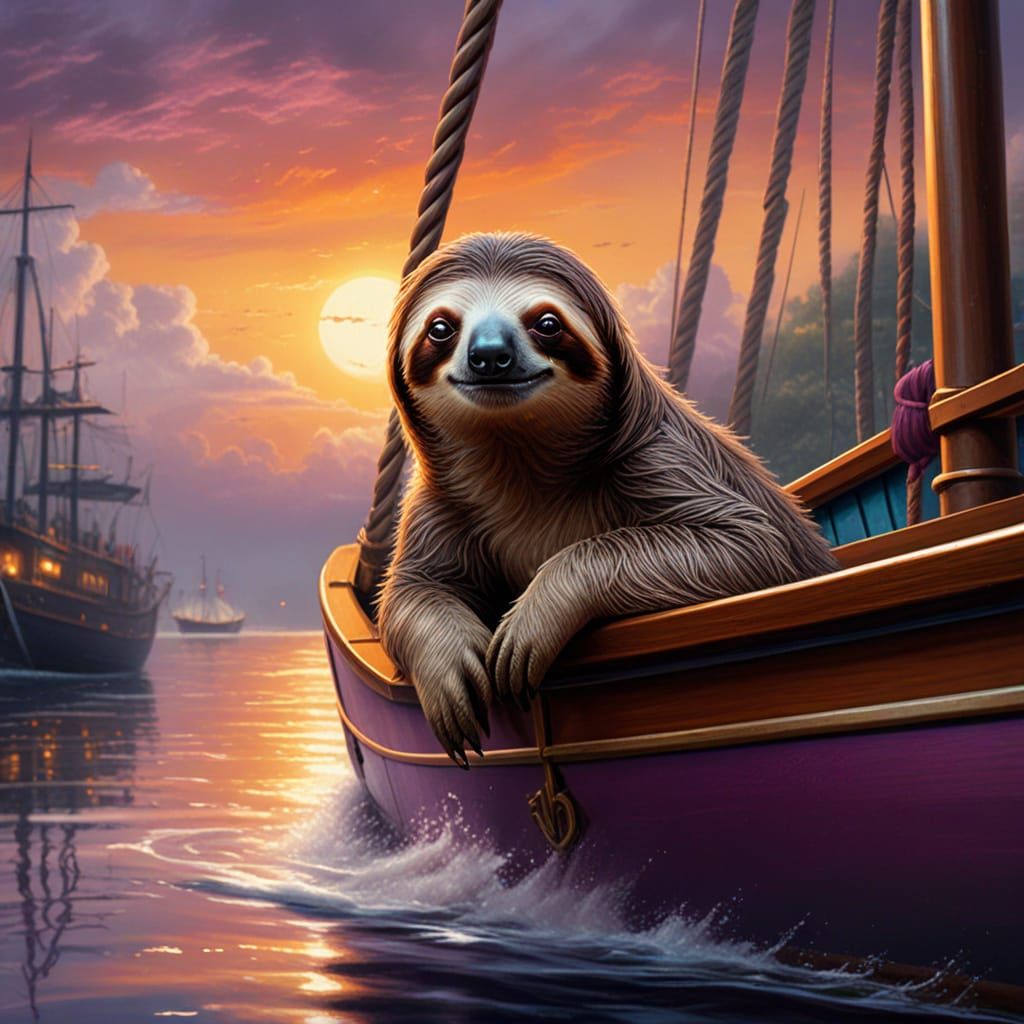 Sloth on a boat