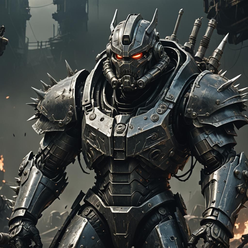 Armored Warrior in Gothic Power Armor, Anime Style