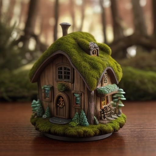 Whimsical Forest Cottage Folk Art in Miniature