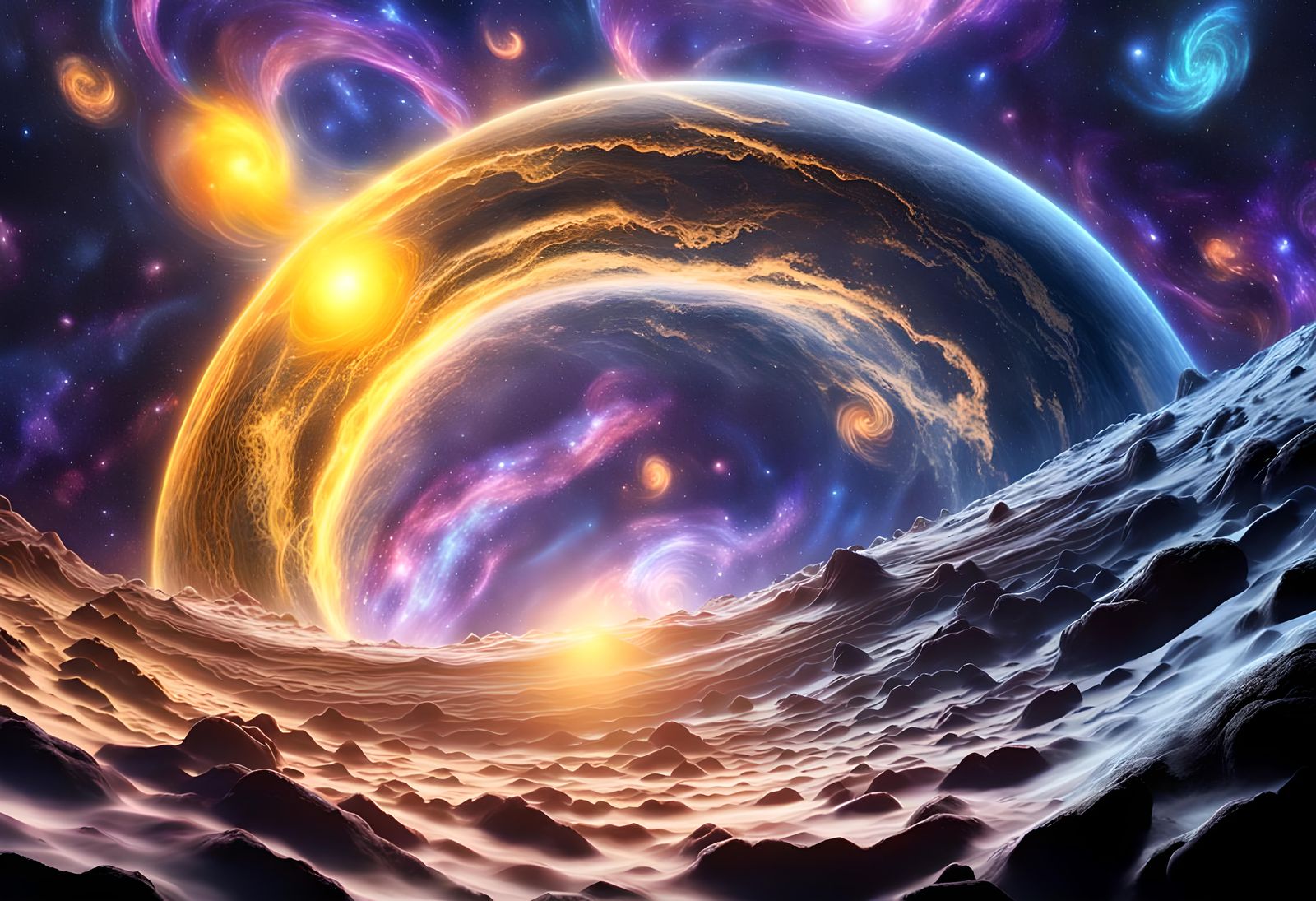 Cosmic Energy Swirl in Nebulous Space Cloud