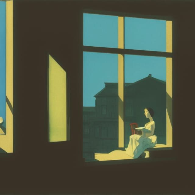 Lonely Woman in Window, Wong Kar-wai Illustration