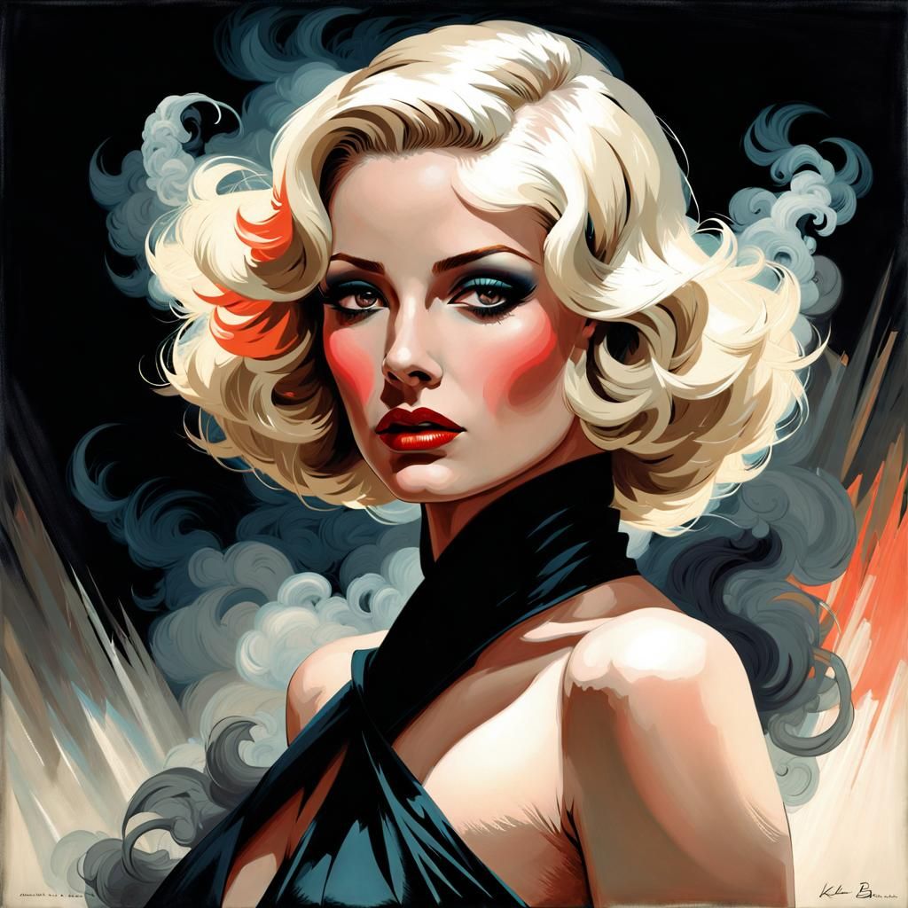 Noir Femme Fatale Portrait in Hyper-Realism