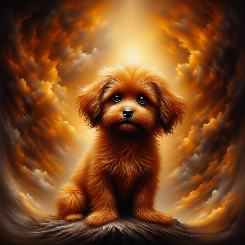 Spaghetti Meatball Puppy in Digital Art Style