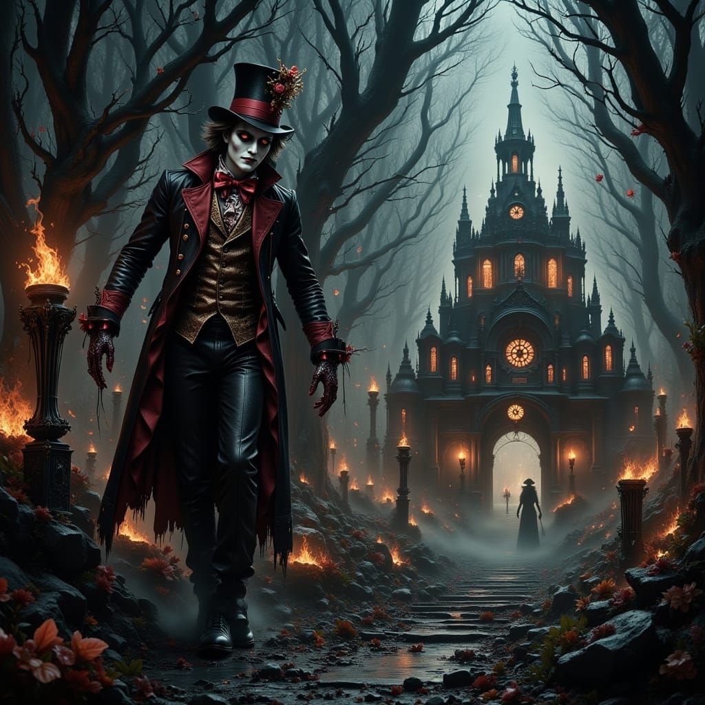 Mad Hatter and Alice Von Frankenstein in a Dark Wonderland