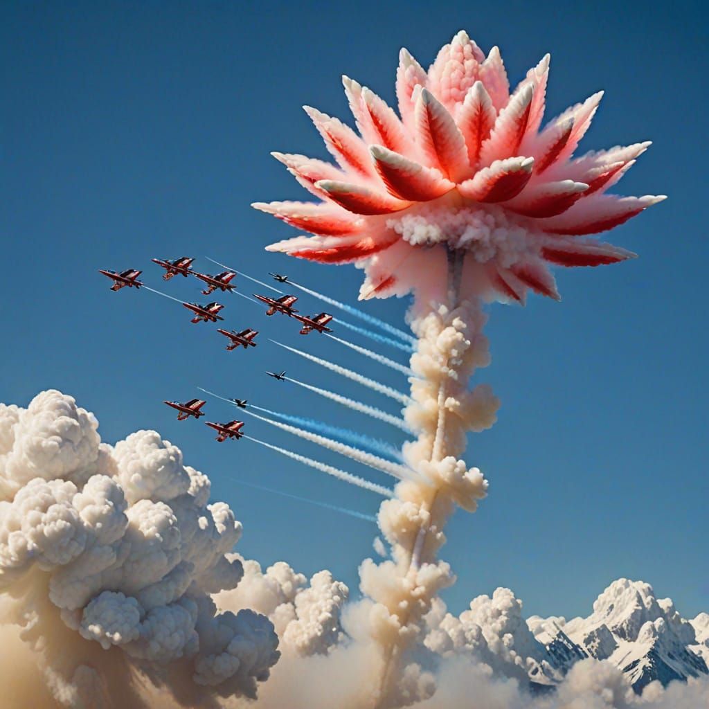 Snowbirds Draw Lotus Flower with Smoke