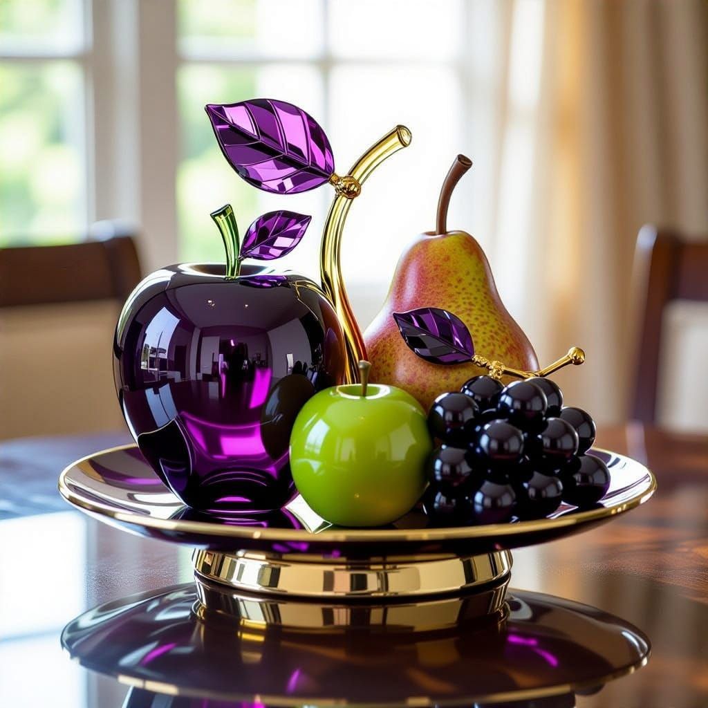 Glass Fruit Sculpture on Treasure Map