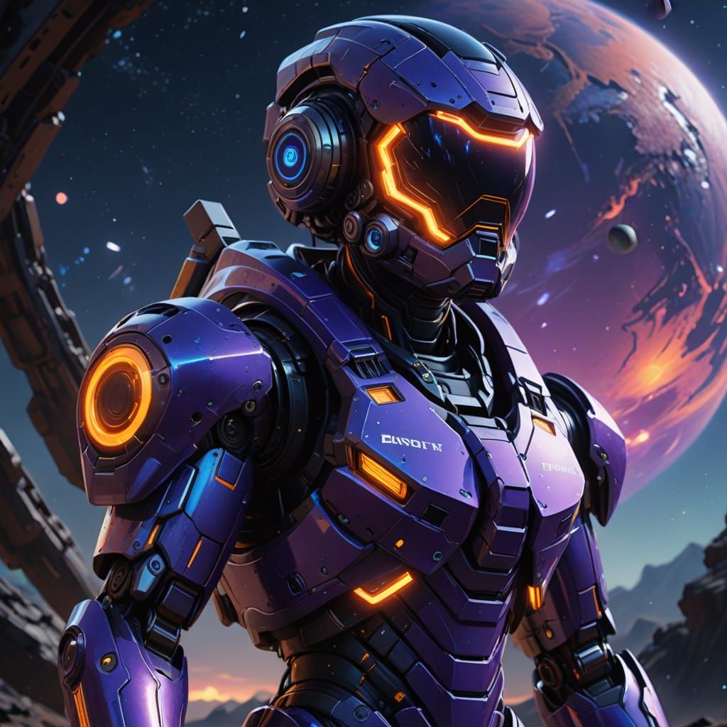 Sincere Explorer on Desolate Planet in Vibrant Anime Style