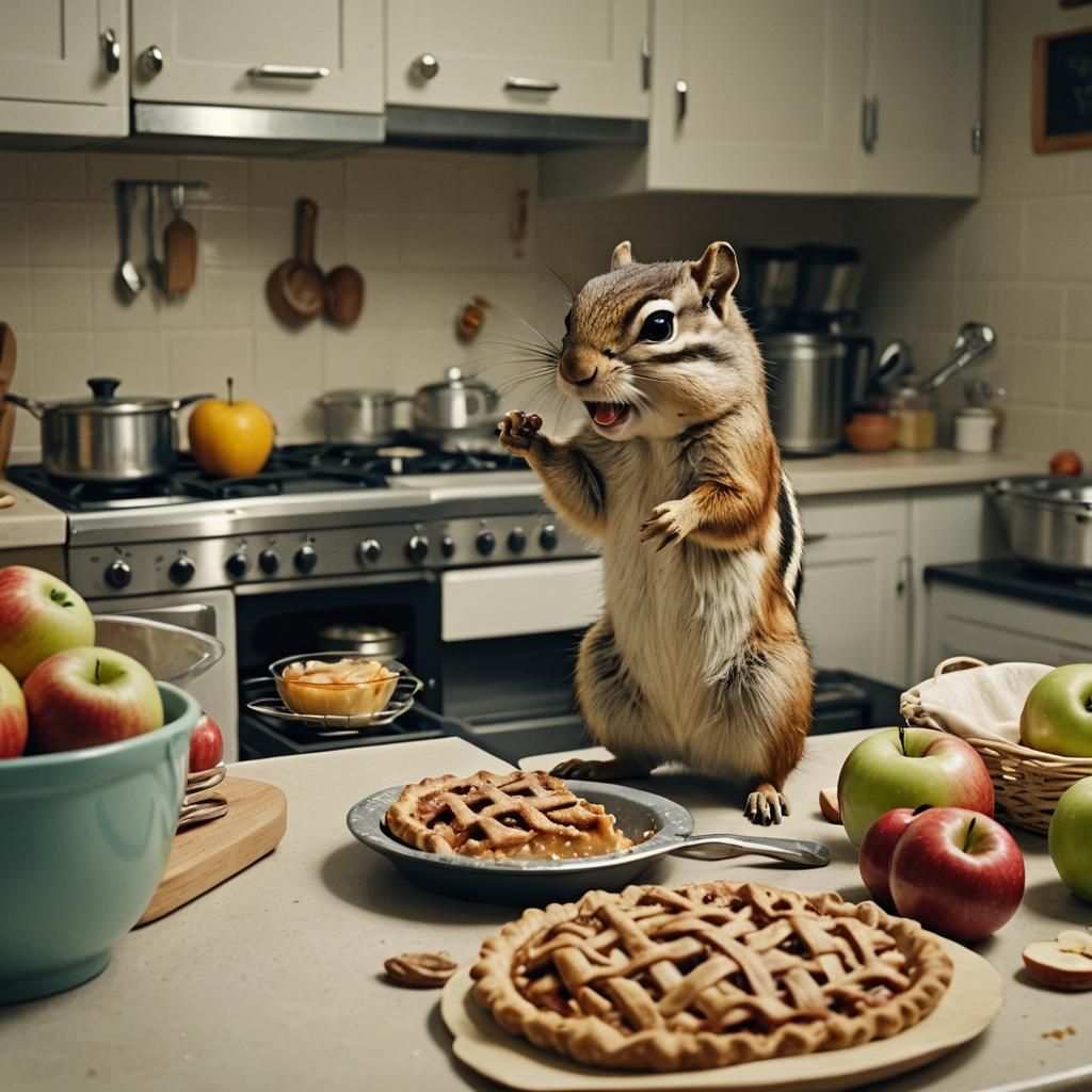 Chipmunk Cooks and Sings While Making Apple Pie